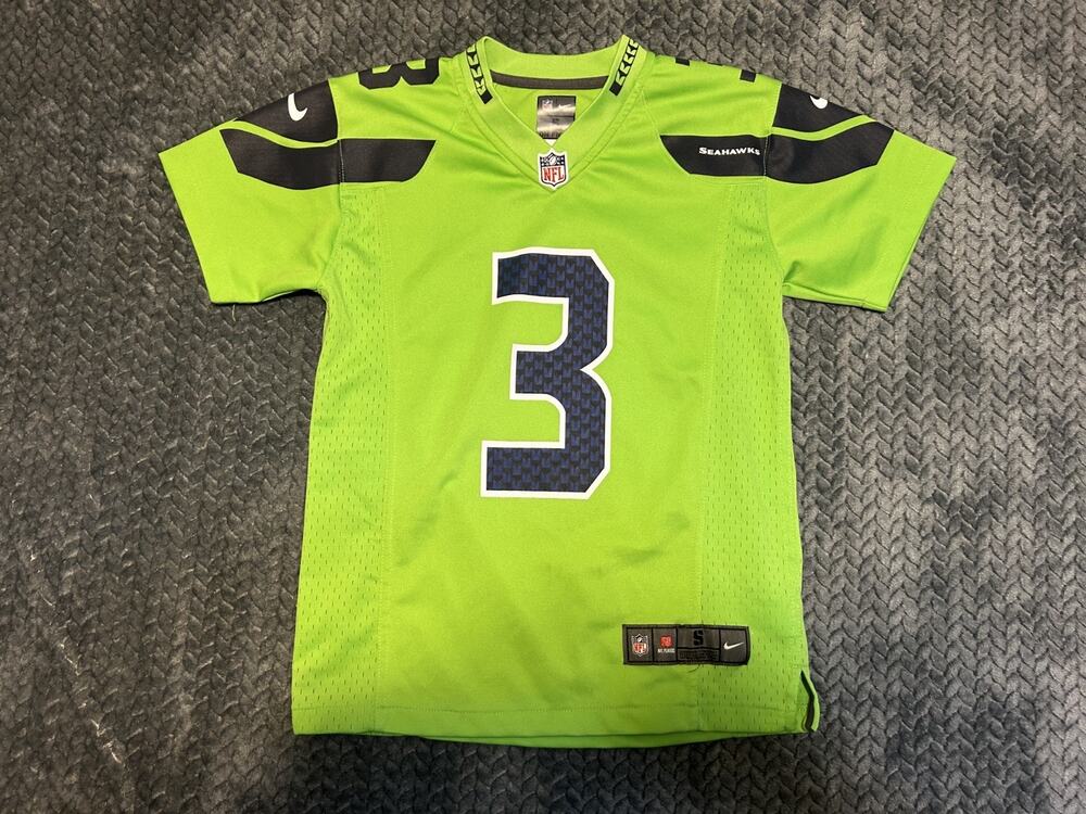 Seattle Seahawks Jersey Youth Small Neon Green #3 Russell Wilson Nike Football